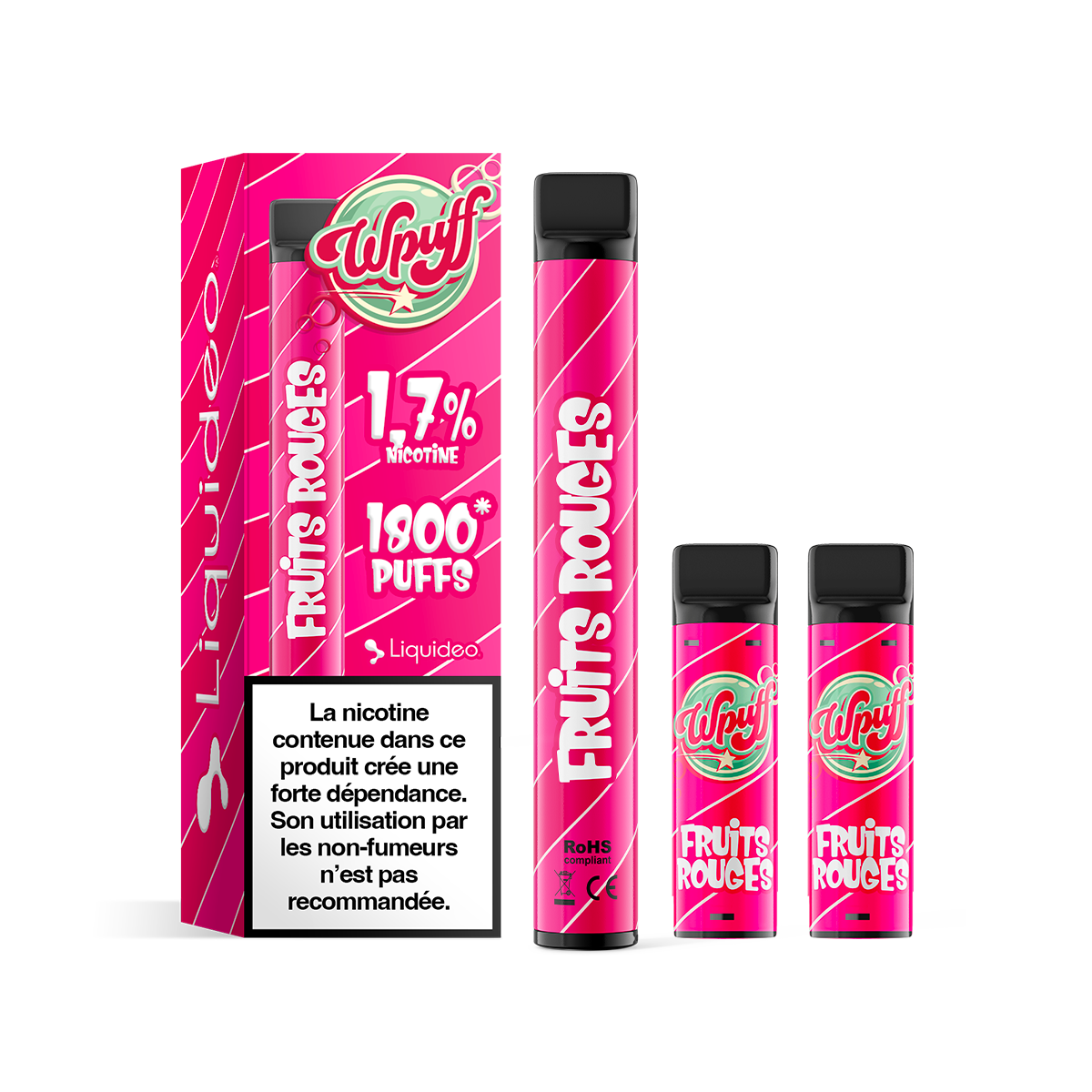 Pack Starter - Wpuff 1800 Liquideo FRUITS ROUGES