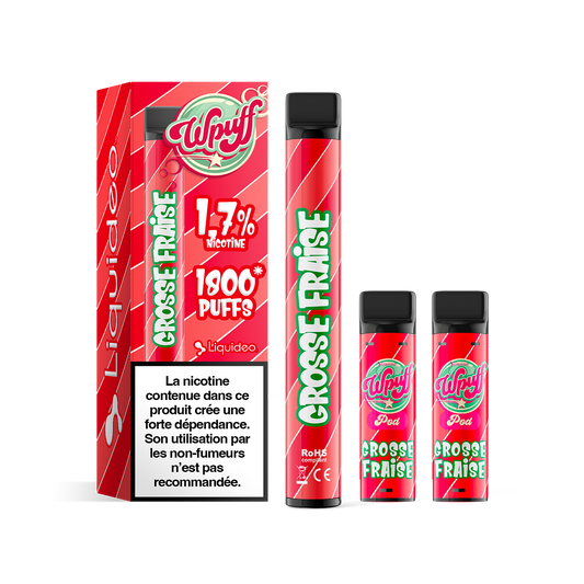 Pack Starter - Wpuff 1800 Liquideo GROSSE FRAISE