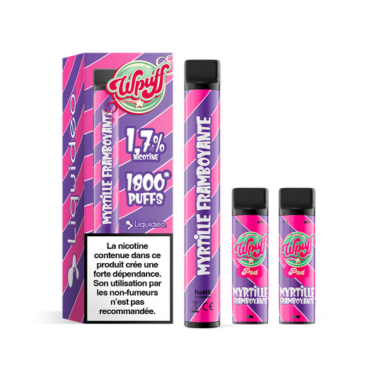 Pack Starter - Wpuff 1800 Liquideo MYRTILLE FRAMBOYANTE